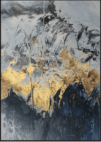 Best Art Blue Gray Yellow Abstract Gold Foil Oil Painting Canvas Handmade Painting Home Decor Oil Painting Artwork No Frame