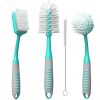 Dish Brush Set of 4 with Bottle Water Brush Dish Scrub Brush Scrubber Brush and Straw Brush Mint Color Kitchen Brushes Ergonomic Non Slip Long Handle