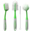 Dish Brush Set of 4 with Bottle Water Brush Scrub Brush and Scrubber Brush Green Brushes for Kitchen Ergonomic Non Slip Long Handle for Cleaning Clean