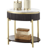 Gorgeous Dark Walnut Finish 1pc End Table White Faux Marble Top Living Room Table Open Bottom Shelve