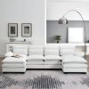 [VIDEO provided][New]109.8*55.9" Modern U-shaped Sectional Sofa with Waist Pillows,6-seat Upholstered Symmetrical Sofa Furniture,Sleeper Sofa Couch wi