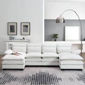 [VIDEO provided][New]109.8*55.9" Modern U-shaped Sectional Sofa with Waist Pillows,6-seat Upholstered Symmetrical Sofa Furniture,Sleeper Sofa Couch wi