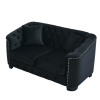 59-Inch Modern Chesterfield Velvet Sofa, 2-Seater Sofa, Upholstered Tufted Backrests with Nailhead Arms and 2 Cushions for Living Room, Bedroom, Apart