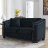 59-Inch Modern Chesterfield Velvet Sofa, 2-Seater Sofa, Upholstered Tufted Backrests with Nailhead Arms and 2 Cushions for Living Room, Bedroom, Apart