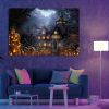 Drop-Shipping Framed Canvas Wall Art Decor Painting For Halloween, Haunted Jack-o-lanterns Farm Painting For Halloween Gift, Decoration For Halloween
