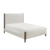 Modern Contemporary Bedroom 1pc Queen Platform Bed Soft Beige Chenille Fabric Upholstered Bed Solid Wood Furniture
