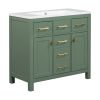 36'' Bathroon Vanity with Resin Sink Combo Set,Modern Freestanding Single Bathroom Cabinet with 4 Drawers & 2 Cabinets,Storage Cabinet for Bathroom, S