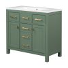 36'' Bathroon Vanity with Resin Sink Combo Set,Modern Freestanding Single Bathroom Cabinet with 4 Drawers & 2 Cabinets,Storage Cabinet for Bathroom, S