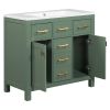 36'' Bathroon Vanity with Resin Sink Combo Set,Modern Freestanding Single Bathroom Cabinet with 4 Drawers & 2 Cabinets,Storage Cabinet for Bathroom, S