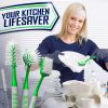 Dish Brush Set of 4 with Bottle Water Brush Scrub Brush and Scrubber Brush Green Brushes for Kitchen Ergonomic Non Slip Long Handle for Cleaning Clean