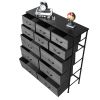 12 drawers, 6 large and 6 small, non-woven storage cabinets, cationic cloth surface + non-woven fabric drawers + particle board + iron frame 100*30*11