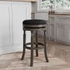 30" Bar Stool, Weathered Gray Finish, Charcoal Fabric Seat