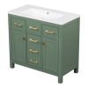 36'' Bathroon Vanity with Resin Sink Combo Set,Modern Freestanding Single Bathroom Cabinet with 4 Drawers & 2 Cabinets,Storage Cabinet for Bathroom, S