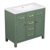 36'' Bathroon Vanity with Resin Sink Combo Set,Modern Freestanding Single Bathroom Cabinet with 4 Drawers & 2 Cabinets,Storage Cabinet for Bathroom, S