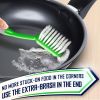 Dish Brush Set of 4 with Bottle Water Brush Scrub Brush and Scrubber Brush Green Brushes for Kitchen Ergonomic Non Slip Long Handle for Cleaning Clean