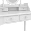 Modern Concise 4-Drawer 360-Degree Rotation Removable Mirror Dresser White