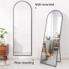 YSSOA Full Length Mirror, Arched-Top Full Body Mirror with Stand, Floor Mirror & Wall-Mounted Mirro