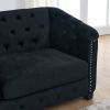 59-Inch Modern Chesterfield Velvet Sofa, 2-Seater Sofa, Upholstered Tufted Backrests with Nailhead Arms and 2 Cushions for Living Room, Bedroom, Apart