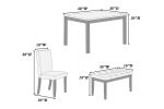 Classic Stylish 5pc Dining Set Kitchen Dinette Faux Marble Top Table Bench and 3x Chairs White Faux Leather Cushions Seats Dining Room