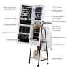 Full mirror wood flooring style, with storage shelves, white light beads, detachable foldable hanging bar at the back, jewelry storage mirror cabinet
