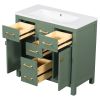 36'' Bathroon Vanity with Resin Sink Combo Set,Modern Freestanding Single Bathroom Cabinet with 4 Drawers & 2 Cabinets,Storage Cabinet for Bathroom, S