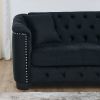 59-Inch Modern Chesterfield Velvet Sofa, 2-Seater Sofa, Upholstered Tufted Backrests with Nailhead Arms and 2 Cushions for Living Room, Bedroom, Apart