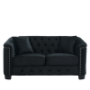 59-Inch Modern Chesterfield Velvet Sofa, 2-Seater Sofa, Upholstered Tufted Backrests with Nailhead Arms and 2 Cushions for Living Room, Bedroom, Apart