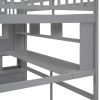 Full Size Loft Bed with Built-in Desk, Bookshelves and Storage Staircase,Grey(Old SKU:W504S00109)