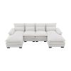 [VIDEO provided][New]109.8*55.9" Modern U-shaped Sectional Sofa with Waist Pillows,6-seat Upholstered Symmetrical Sofa Furniture,Sleeper Sofa Couch wi
