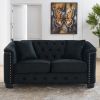 59-Inch Modern Chesterfield Velvet Sofa, 2-Seater Sofa, Upholstered Tufted Backrests with Nailhead Arms and 2 Cushions for Living Room, Bedroom, Apart