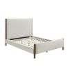 Modern Contemporary Bedroom 1pc Queen Platform Bed Soft Beige Chenille Fabric Upholstered Bed Solid Wood Furniture