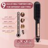 Negative Ionic Hair Straightener Brush with 9 Temp Settings, 30s Fast Heating, Hair Straightening Comb with LED Display, Anti-Scald & Auto-Shut Off Ha