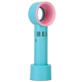 Handheld Bladeless Fan USB Rechargeable Portable Cooling Fan (Color: Blue, type: Portable Desk Fan)