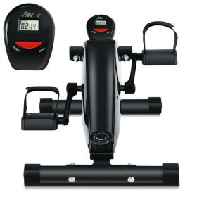 Indoor Under Desk Arms Legs Folding Pedal Exercise Bike With Electronic Display (Color: Black, type: Exercise & Fitness)