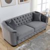 77-Inch Modern Chesterfield Velvet Sofa, 3-Seater Sofa, Upholstered Tufted Backrests with Nailhead Arms and 2 Cushions for Living Room, Bedroom, Apart