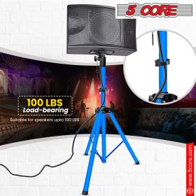 5 Core Speaker Stand Tripod Floor Tall Adjustable 35mm DJ Studio Monitor Stands Pole Mount - SS ECO 1PK WOB (Color: SKY BLUE)