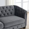 77-Inch Modern Chesterfield Velvet Sofa, 3-Seater Sofa, Upholstered Tufted Backrests with Nailhead Arms and 2 Cushions for Living Room, Bedroom, Apart