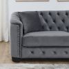 77-Inch Modern Chesterfield Velvet Sofa, 3-Seater Sofa, Upholstered Tufted Backrests with Nailhead Arms and 2 Cushions for Living Room, Bedroom, Apart