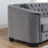 77-Inch Modern Chesterfield Velvet Sofa, 3-Seater Sofa, Upholstered Tufted Backrests with Nailhead Arms and 2 Cushions for Living Room, Bedroom, Apart